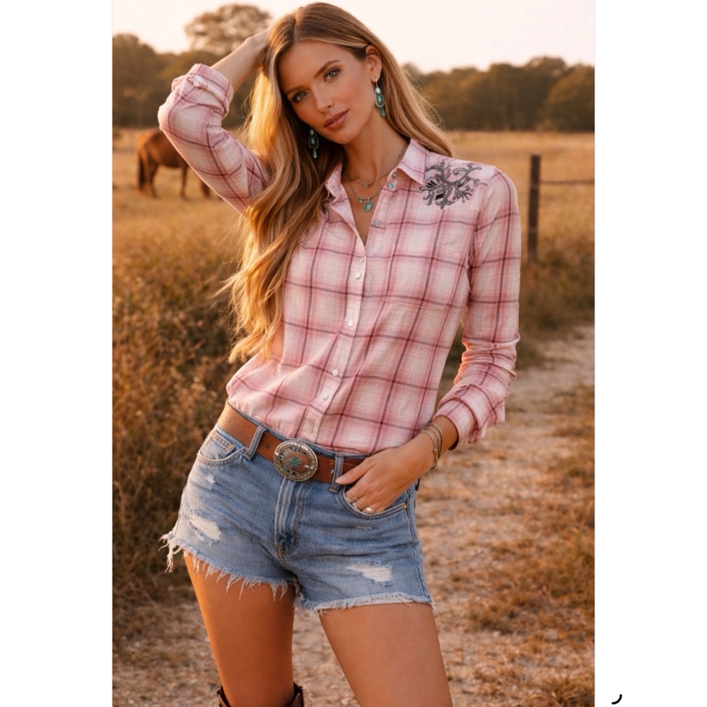 Anthropologie Odd Molly Western Boho Long Sleeve Button Down Shirt M